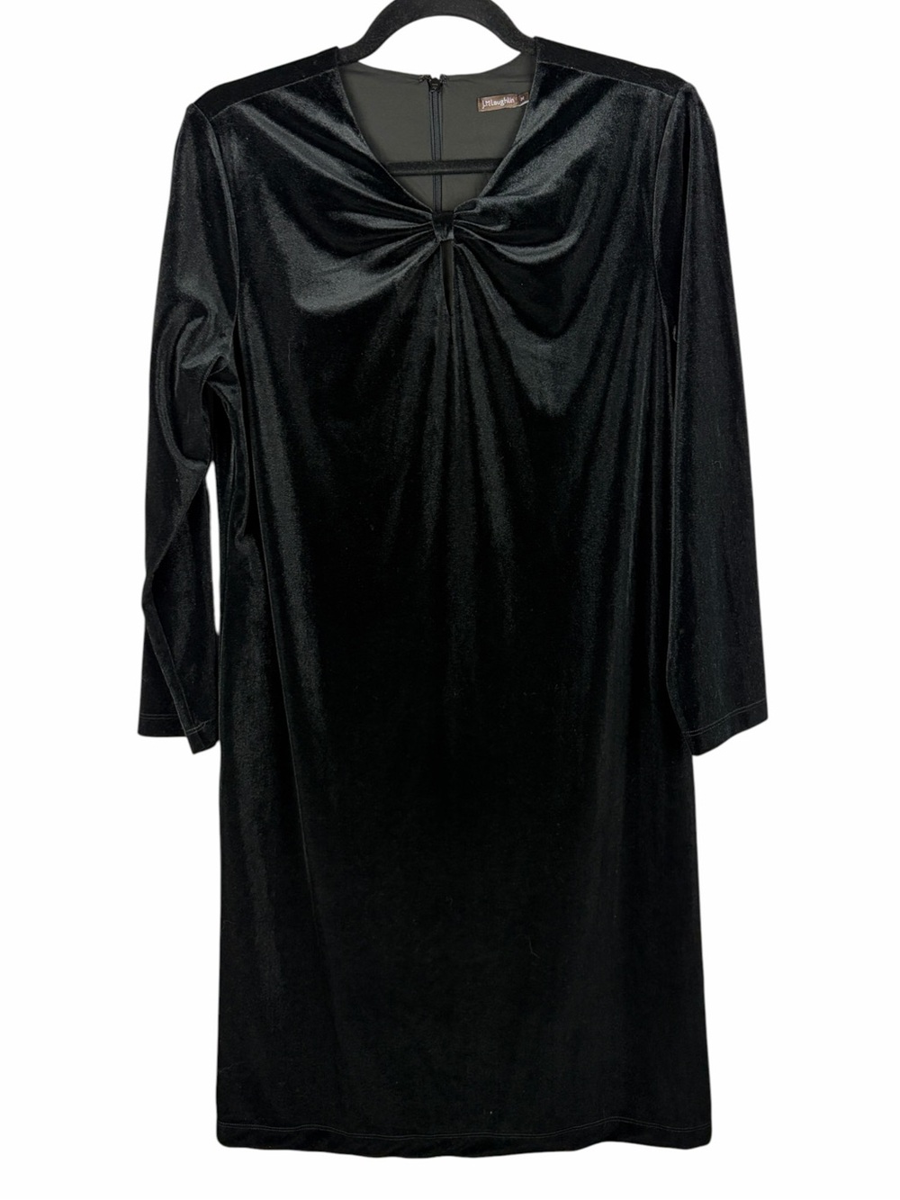 J. McLaughlin Black Velvet Twist Front Long Sleeve Dress Medium